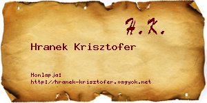 Hranek Krisztofer névjegykártya